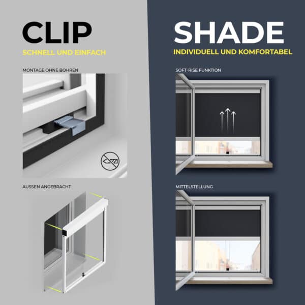 Montage facile sans percer - Store extérieur Clip'n'Shade