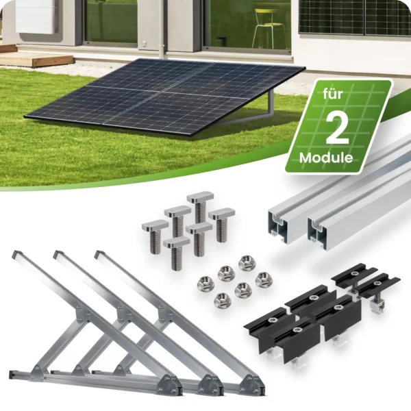 Set de montage pour centrale électrique de balcon pour jardin, toit plat et mur.