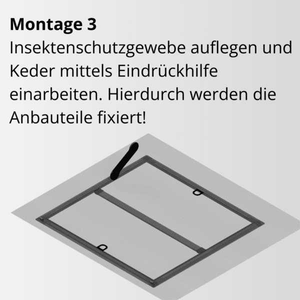 Cadre fixe à moustiquaire, Point de montage 3, Moustiquaire, Incorporer le passepoil, Instructions, Montage