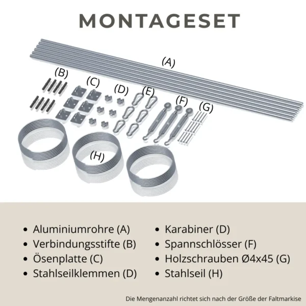 Faltmarkise Sonnensegel verschiebbar für Pergola / Terrassenüberdachung – Dachbeschattung - Image 5