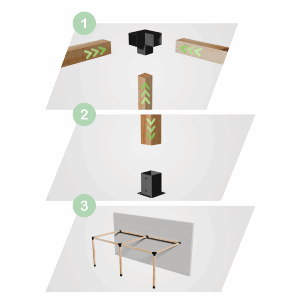 Illustration des étapes de montage d'une pergola DIY