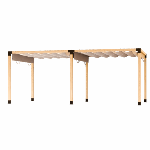Pergola Abri de terrasse double autoportant et toit en toile coulissant 1