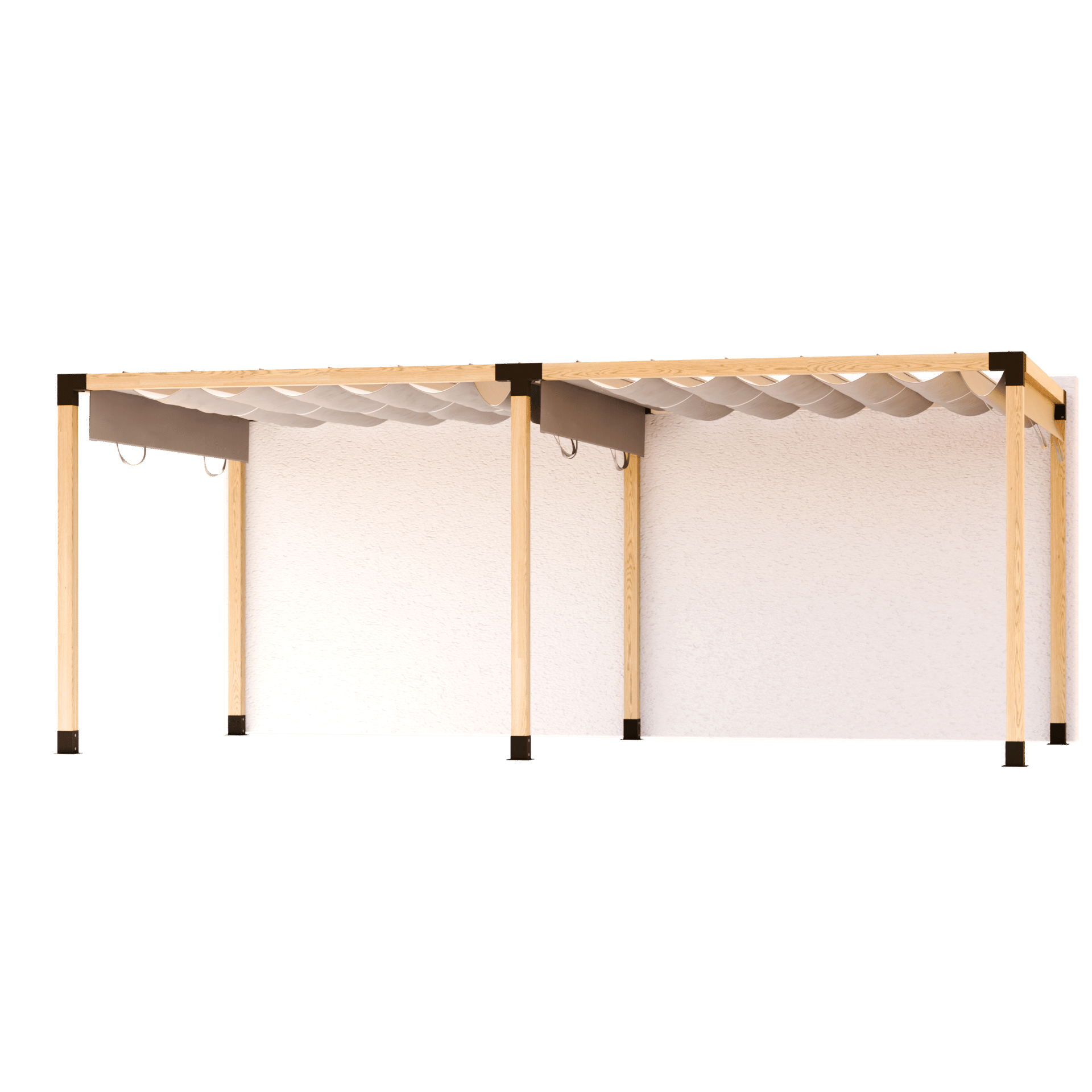 Pergola Abri de terrasse double autoportant et toit en toile coulissant 1