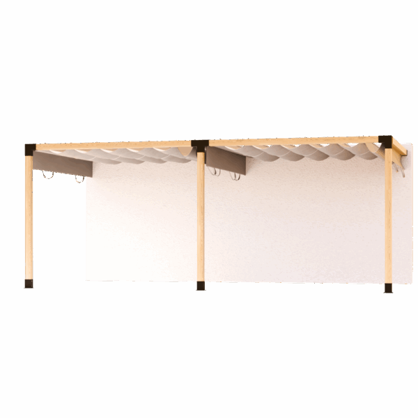 Pergola Abri de terrasse double avec fixation murale et toit en toile coulissant 1