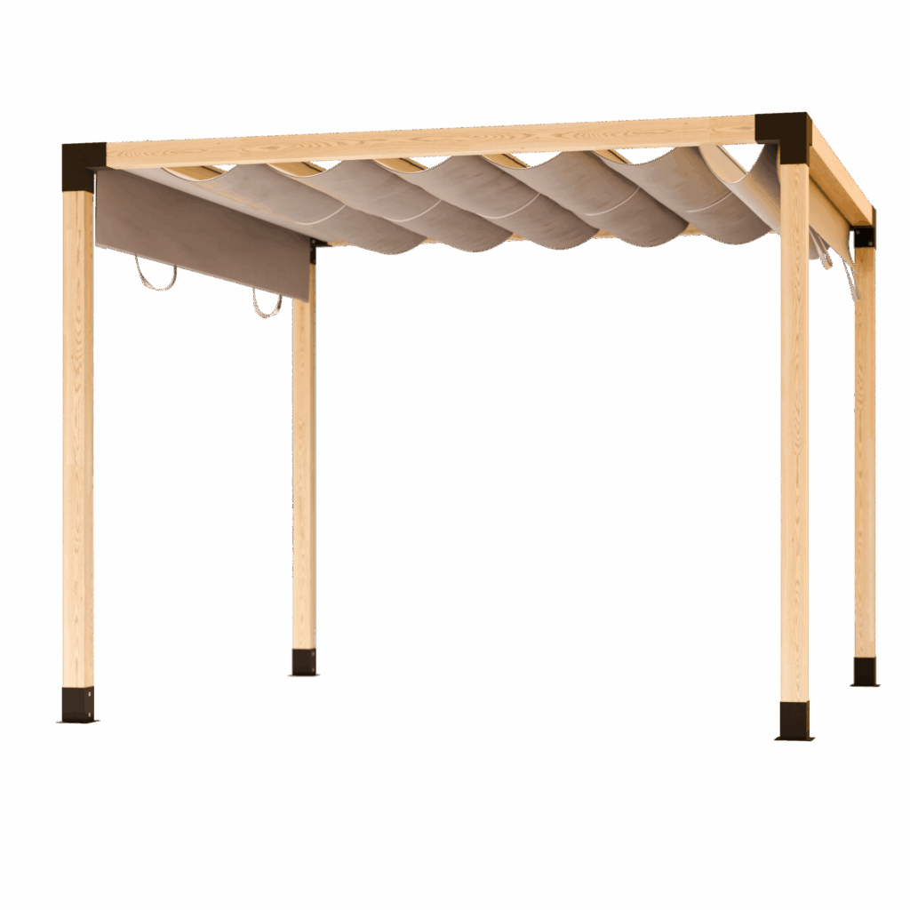 Pergola Abri de terrasse autoportant avec toit en toile coulissant 1
