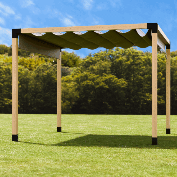 Pergola Abri de terrasse autoportant avec toit en toile coulissant 3