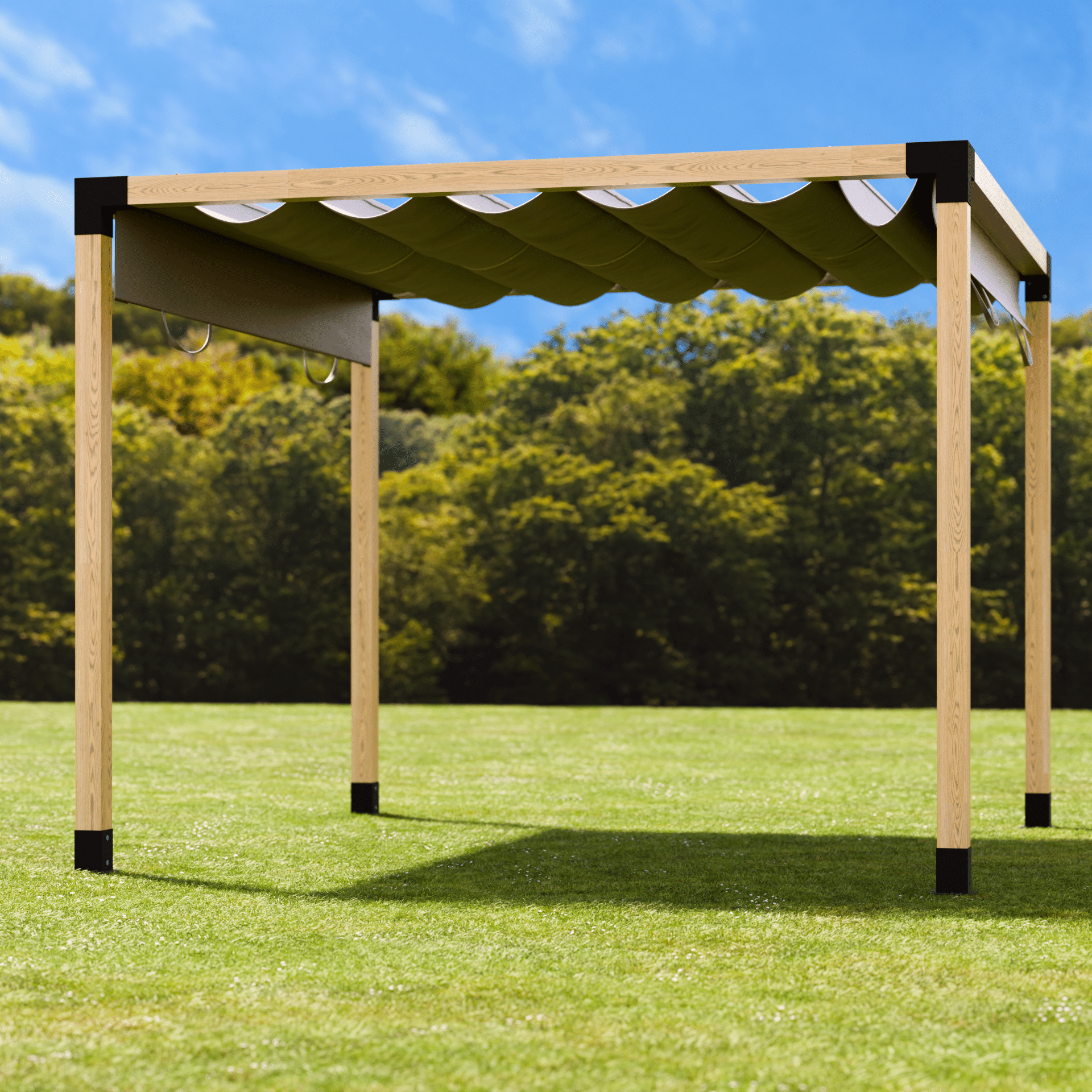 Pergola Abri de terrasse autoportant avec toit en toile coulissant 3