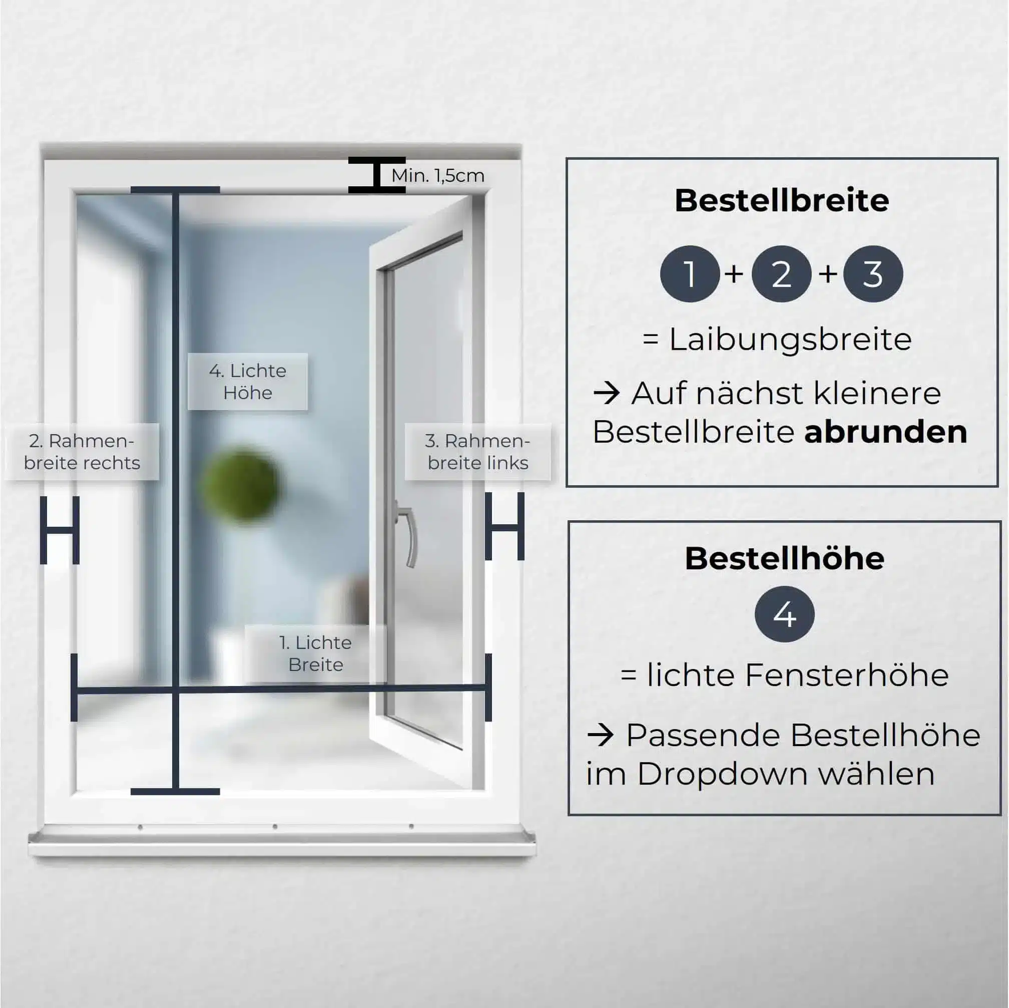 Mesurer la fenêtre pour le store extérieur sans percer