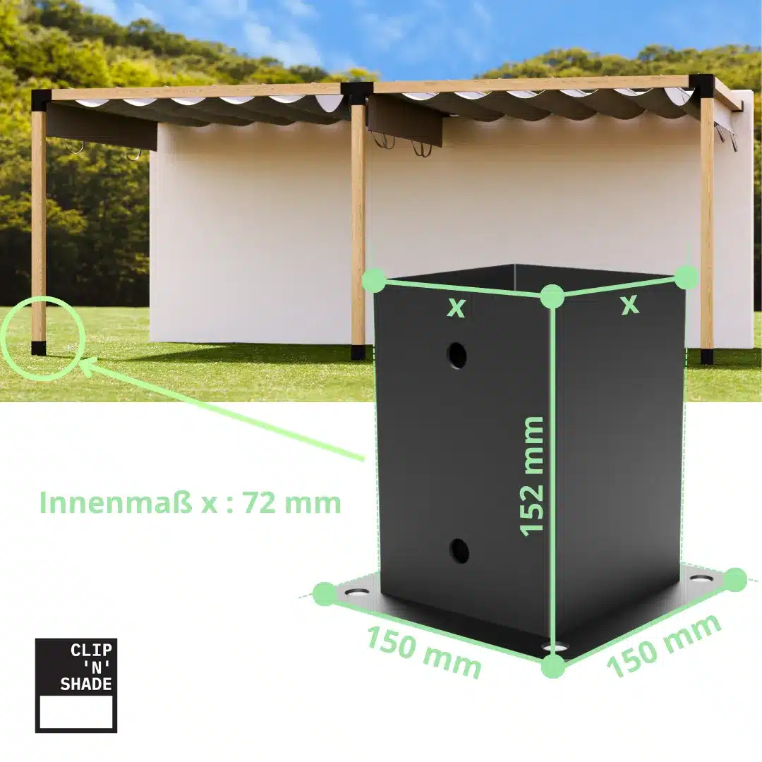 Raccord d'angle Pied de poteau Douille à visser 70mm Dimensions